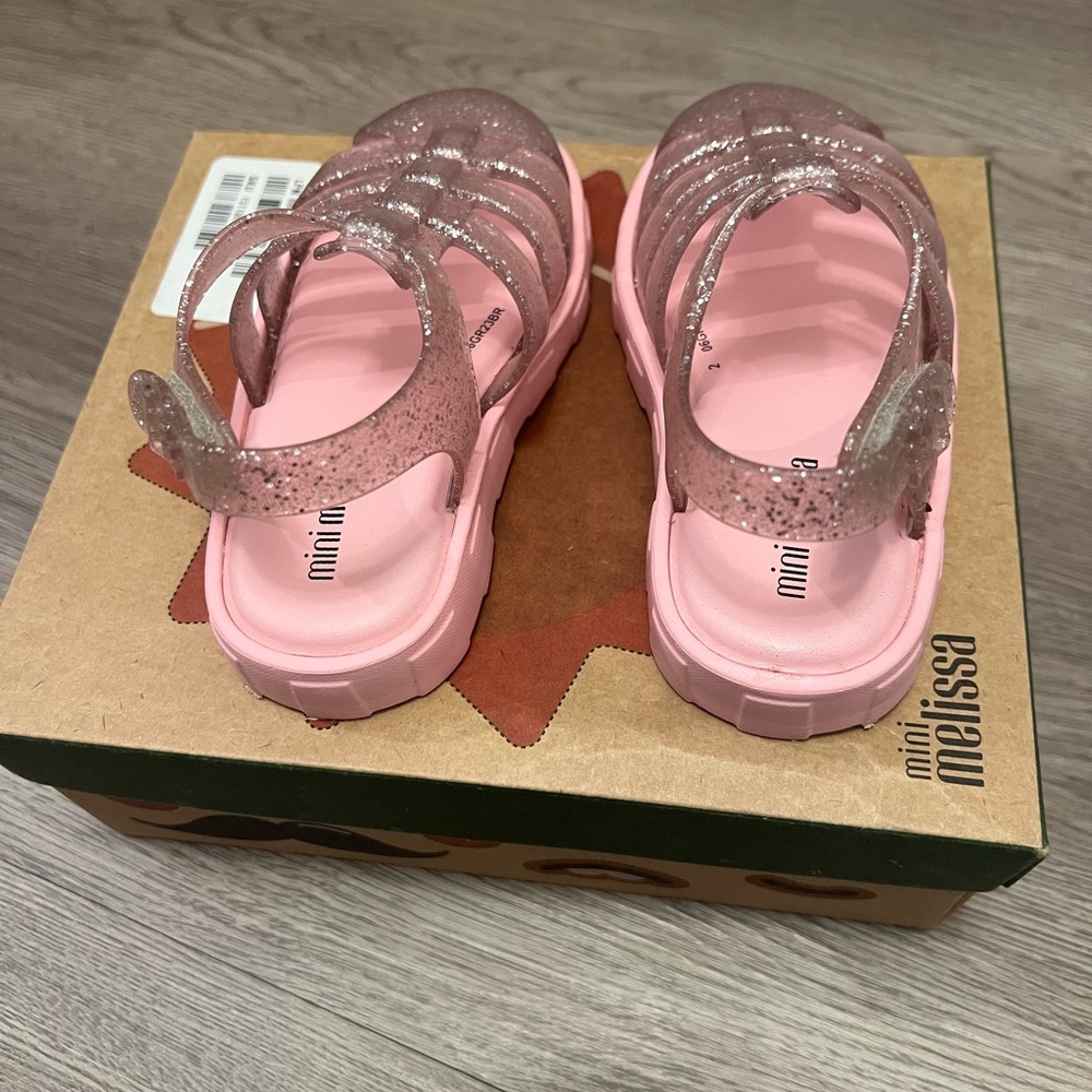 Mini Melissa Megan BB Sparkling Pink Toddler Sandals - Picture 4 of 7